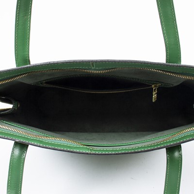 At Auction: Louis Vuitton, Louis Vuitton Green Epi Leather Lussac Tote