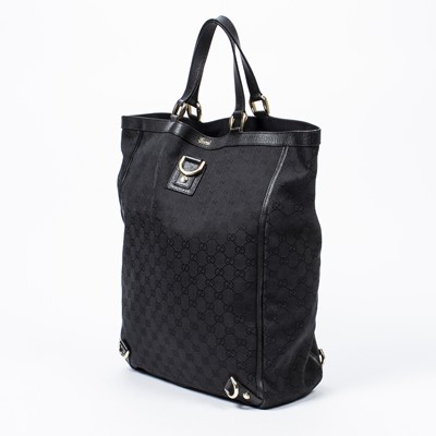 Lot 282 - Gucci Black Monogram Tall D-Ring Tote