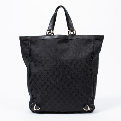 Lot 282 - Gucci Black Monogram Tall D-Ring Tote