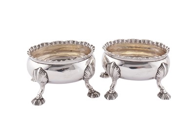 Lot 360 - A pair of George III sterling silver ‘double shell’ salts, London 1768 by David and Robert Hennell (reg. 9th June 1763)