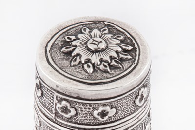 Lot 185 - A mid-19th century Chinese Export unmarked silver nutmeg grater, Canton circa 1850