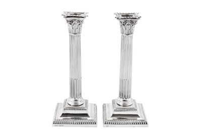 Lot 324 - A pair of Victorian sterling silver candlesticks, Sheffield 1893 by Hawksworth, Eyre & Co Ltd