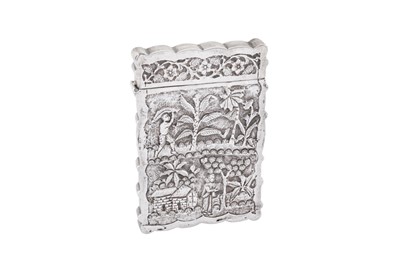 Lot 180 - A late 19th century Anglo – Indian unmarked silver card case, Calcutta circa 1890