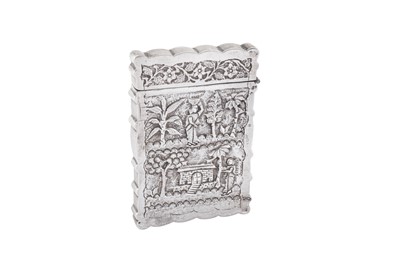 Lot 164 - A late 19th century Anglo – Indian unmarked silver card case, Calcutta circa 1890