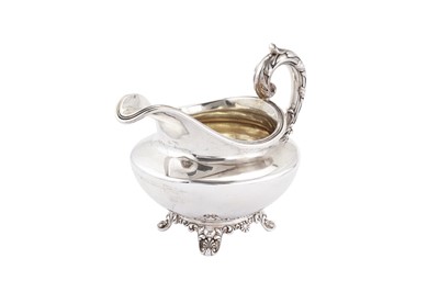 Lot 380 - A William IV sterling silver milk jug, London 1836 by Charles Reily & George Storer