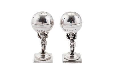 Lot 366 - A pair of Victorian novelty silver peppers, London 1870 by Frederick Elkington