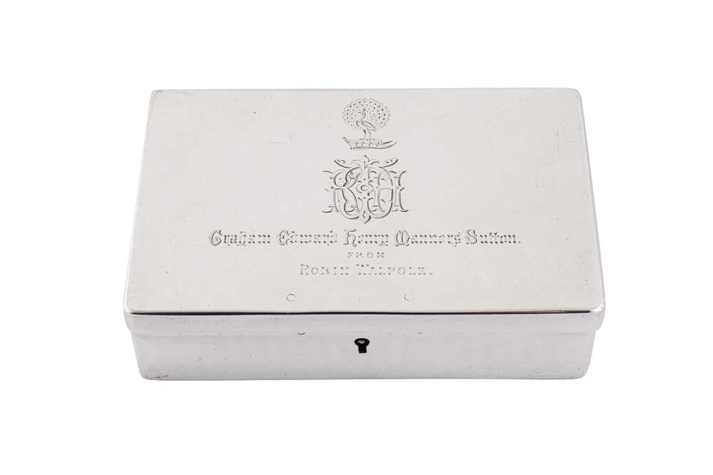 Lot 328 - Walpole family – A Victorian sterling silver sandwich box, London 1874 by William Summers