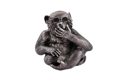 Lot 35 - A group of late 20th century / early 21st century Italian sterling silver wise monkeys figures, Milan circa 2000 by Gianmaria Buccellati