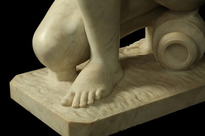 Lot 20 - A LARGE CARVED MARBLE FIGURE OF THE CROUCHING VENUS, AFTER THE ANTIQUE