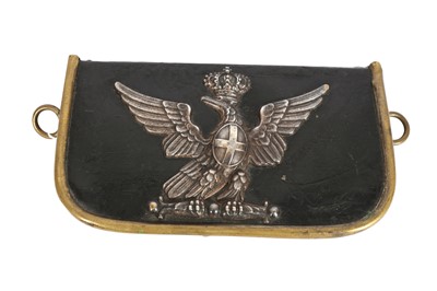 Lot 430 - A CONTINENTAL LEATHER AND METAL SABRETACHE, AUSTRIAN OR ITALIAN, LATE 19TH/EARLY 20TH CENTURY