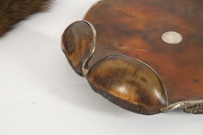 Lot 350 - MANNER OF ROWLAND WARD LTD, A POLISHED ELEPHANT FOOT PAD TRAY WITH WHITE METAL MOUNTS