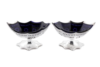 Lot 362 - A pair of George III sterling silver salts, London 1788 by Hester Bateman, overstruck by John Langlands and John Robertson of Newcastle