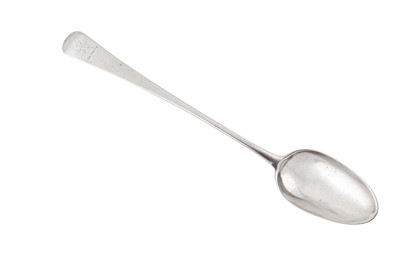 Lot 220 - A George III provincial sterling silver basting or stuffing spoon, Chester 1775 by Richard Richardson