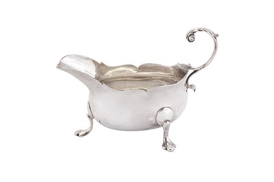 Lot 387 - A rare George III provincial sterling silver sauceboat, Newcastle circa 1767-70 by John Hutchinson of Durham (active 1767-70)