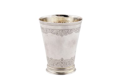 Lot 113 - An early 18th century German silver beaker, Augsburg 1718-20 by Philipp Stenglin (master 1717, d, 1744)