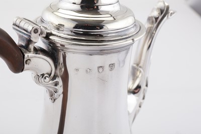 Lot 430 - An early George III sterling silver coffee pot, London 1764 by William and James Priest (reg. after 1764)