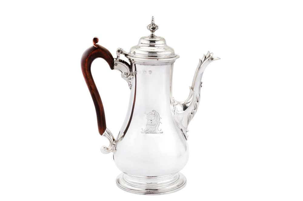 Lot 430 - An early George III sterling silver coffee pot, London 1764 by William and James Priest (reg. after 1764)
