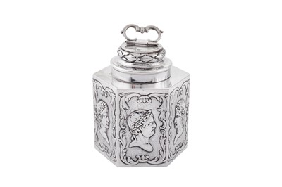 Lot 119 - An early 20th century German sterling silver tea caddy, Hanau by George Roth and Co, import marks for Chester 1902 by M Friedlander & Co