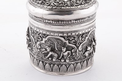 Lot 181 - An early 20th century Burmese unmarked silver betel box, Northern Burma circa 1910