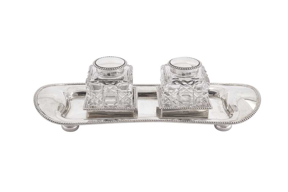 Lot 319 - An Edwardian sterling silver inkstand, Chester 1906 by Nathan and Hayes