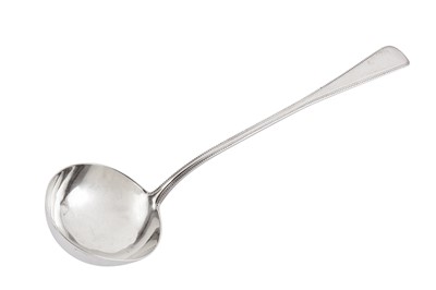 Lot 236 - A Victorian sterling silver soup ladle, London 1871 by George Adams of Chawner and Co