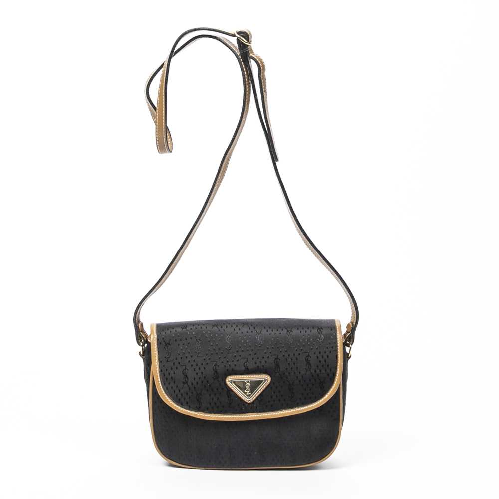 Lot 287 - Yves Saint Laurent Black Monogram Shoulder Bag