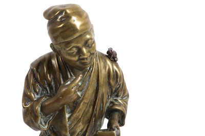 Lot 141 - A LATE 19TH CENTURY BRONZE FIGURE OF A CHINESE MAN