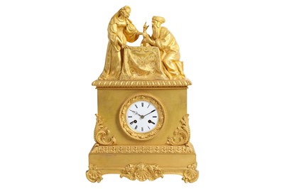 Lot 186 - A FINE AND RARE 19TH CENTURY FRENCH GILT BRONZE CLOCK 'THE FORTUNE TELLER' CIRCA 1830