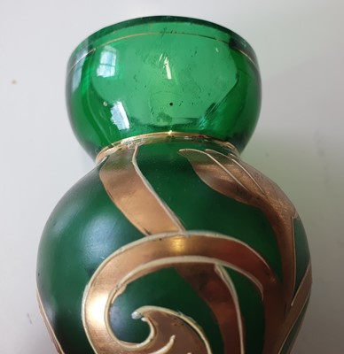 Lot 110 - A CONTINENTAL GREEN BOTTLE VASE, LATE 20TH CENTURY