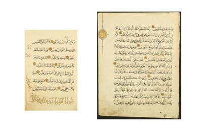 Lot 32 - TWO LOOSE QUR’AN FOLIOS (15:90 TO END AND 9:44 - 52)