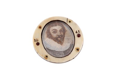Lot 101 - A rare Charles I mid-17th century ivory portrait miniature gaming token, English dated 1641