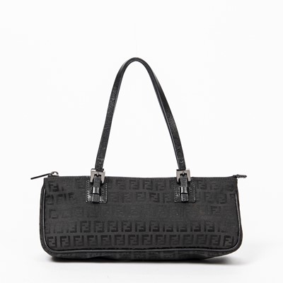 Lot 321 - Fendi Black Zucca Zucchino Pouch Bag