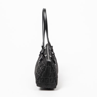 Lot 321 - Fendi Black Zucca Zucchino Pouch Bag