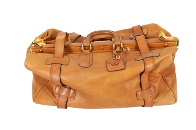 Lot 429 - A TAN LEATHER GLADSTONE BAG, PROBABLY ITALIAN, LATE 20TH CENTURY