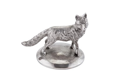Lot 30 - A modern cast unmarked silver model of a fox