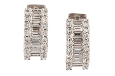 Lot 84 - A pair of diamond hoop earrings