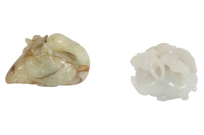 Lot 642 - TWO CHINESE JADE ANIMAL CARVINGS.