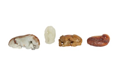 Lot 521 - FOUR CHINESE JADE ANIMAL CARVINGS.