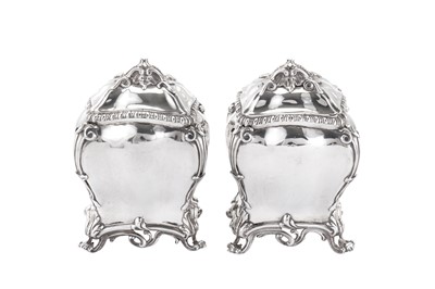 Lot 426 - A pair of early George III sterling silver tea caddies, London 1763 by John Langford II and John Sebille (active 1763-70)