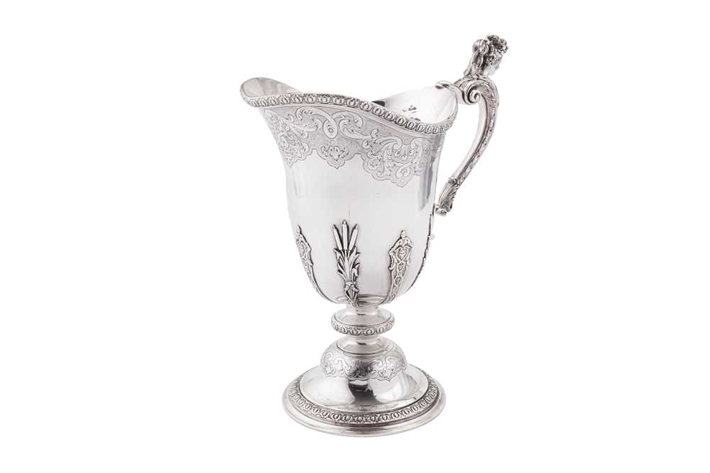 Lot 126 - A mid- 20th century French 950 standard silver ewer or beer jug, Paris circa 1970 by Souche-Lapparra (reg. April 1960)