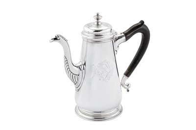 Lot 434 - A George II sterling silver coffee pot, London 1742 by Peter Taylor (reg. 11th Nov 1740)