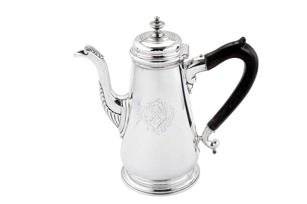 Lot 434 - A George II sterling silver coffee pot, London 1742 by Peter Taylor (reg. 11th Nov 1740)
