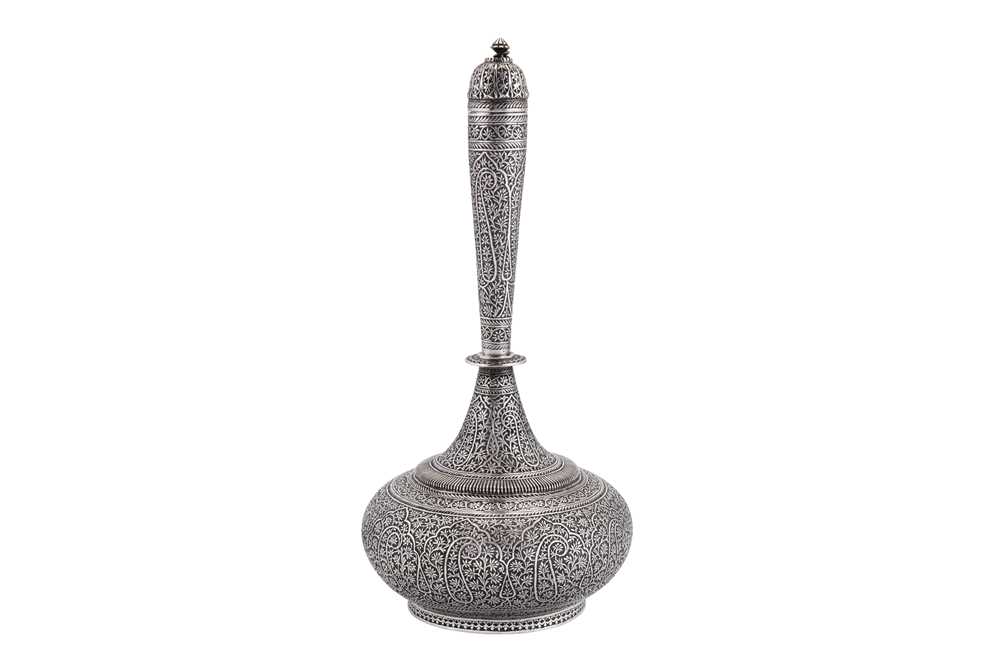 Lot 154 - A late 19th / early 20th century Anglo – Indian unmarked silver water bottle (surahi), Kashmir circa 1900