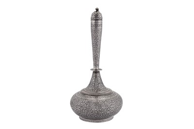 Lot 154 - A late 19th / early 20th century Anglo – Indian unmarked silver water bottle (surahi), Kashmir circa 1900