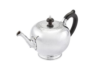 Lot 439 - An early George II sterling silver bullet teapot, London 1730 by John Swift (reg. between May-Oct 1728)