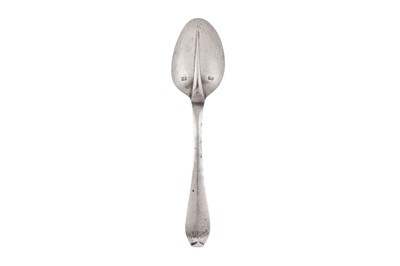 Lot 140 - A mid-18th century German (Polish) silver spoon, Landeshut (Silésia) dated 1747, by Johann Joachim Scholtz (active 1706-1754)