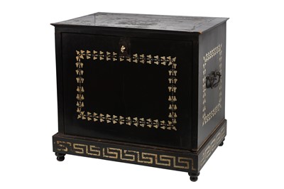Lot 30 - MANNER OF F. POGLIANI (ITALIAN, 1832-1899): A LARGE 19TH CENTURY EBONISED AND IVORY MOUNTED TABLE CABINET