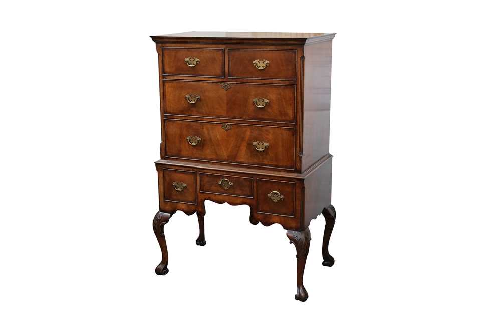 Lot 35 - A WALNUT CHEST ON STAND, IN THE GEORGE I STYLE, 20TH CENTURY