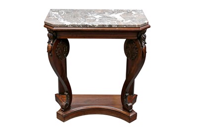 Lot 36 - A REGENCY ROSEWOOD AND MARBLE PIER TABLE