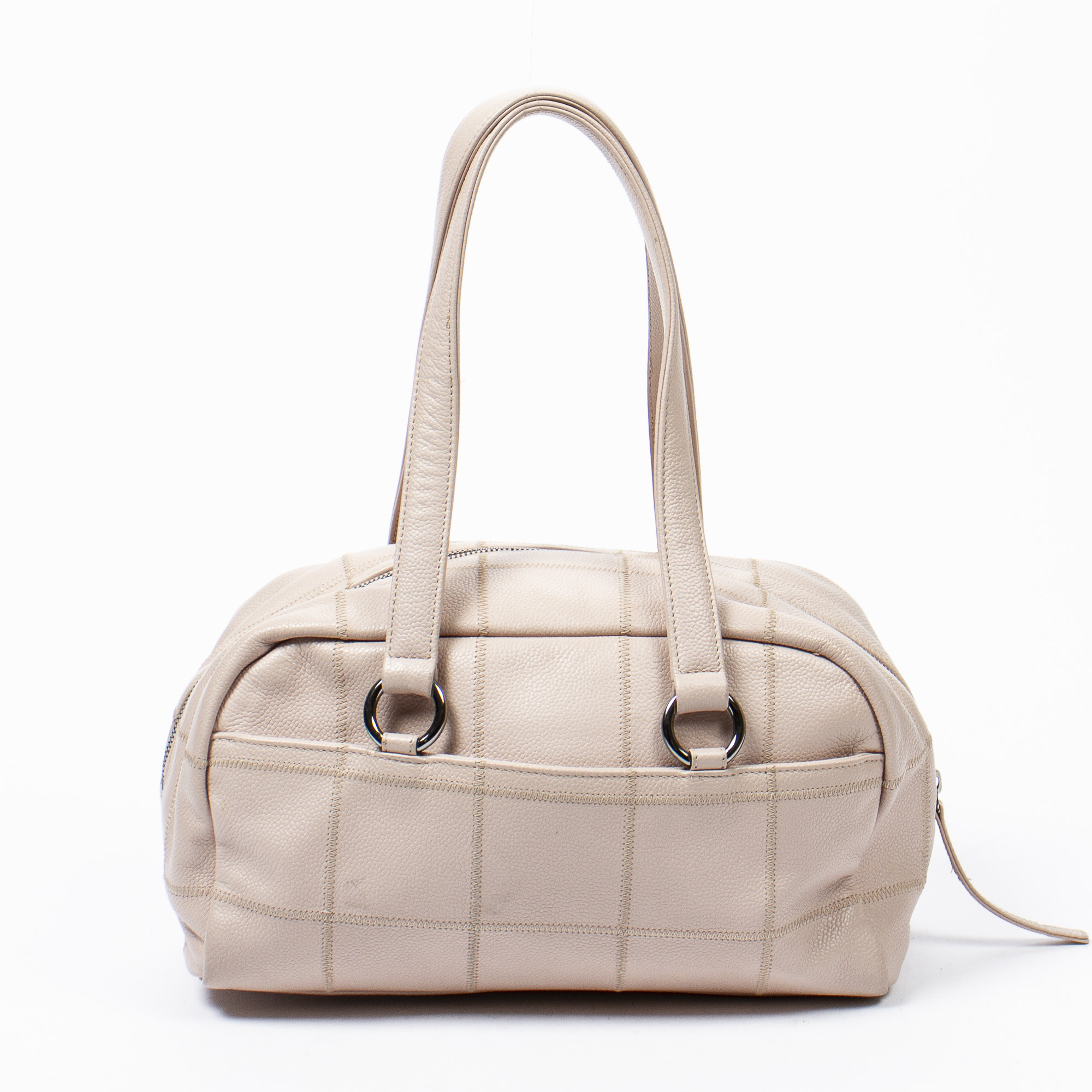 Lot 29 - Chanel Pale Pink Square Quilted LAX Bowler